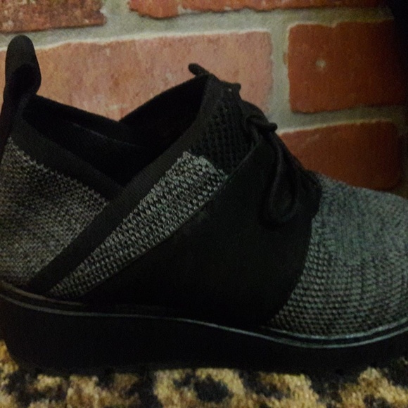 👢Eileen Fisher WILSON gray fabric Black Tie Wedge Oxford Women's Shoes 9 1/2 - Picture 12 of 12